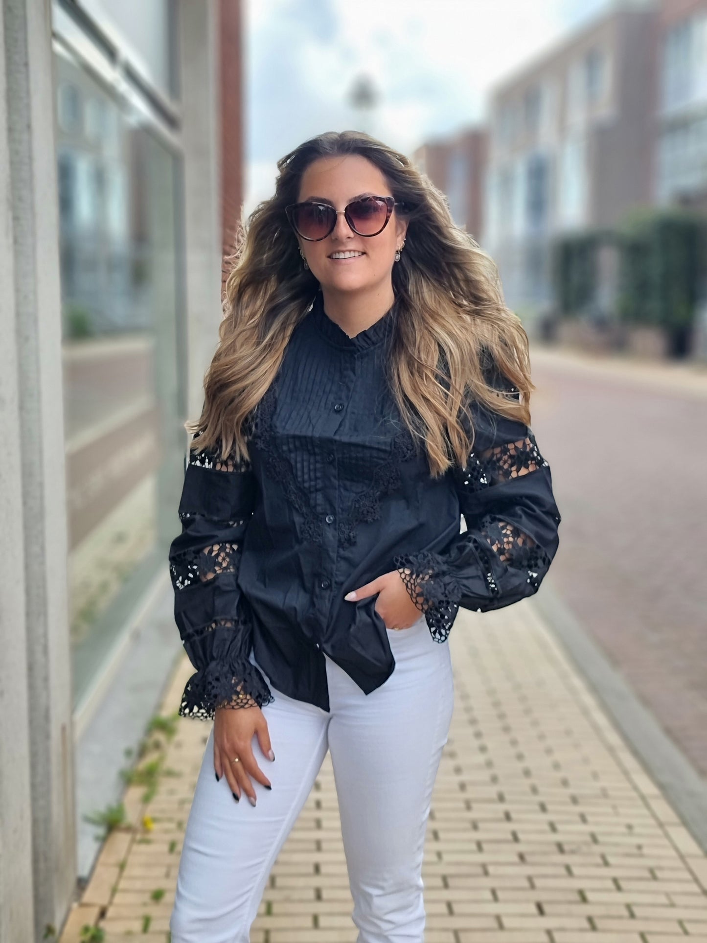 Broderie Blouse Black