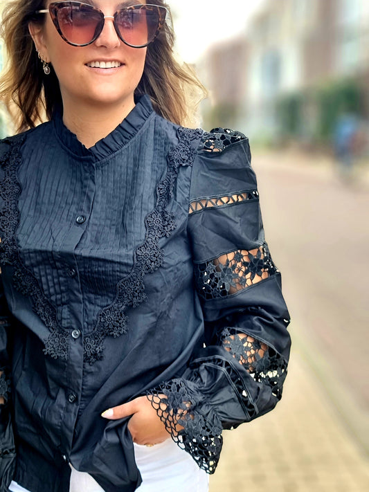 Broderie Blouse Black